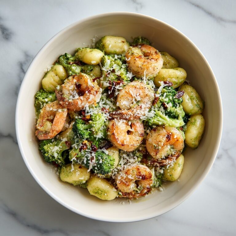 Creamy Pesto Gnocchi with Shrimp and Broccoli Recipe