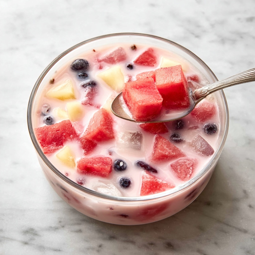 Watermelon and Fruit Hwachae with Strawberry Milk and Bubbles Recipe - Recipe Image