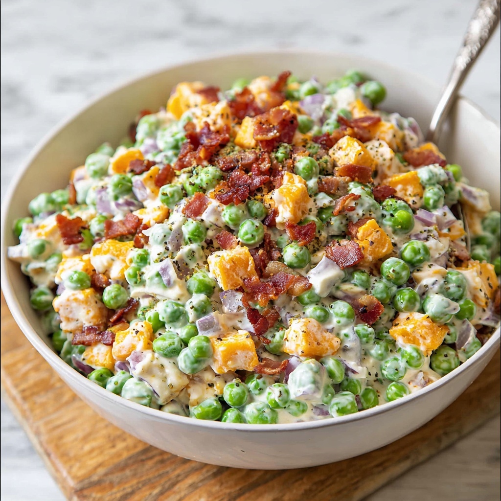 Pea Salad with Cheese and Bacon Recipe - Recipe Image
