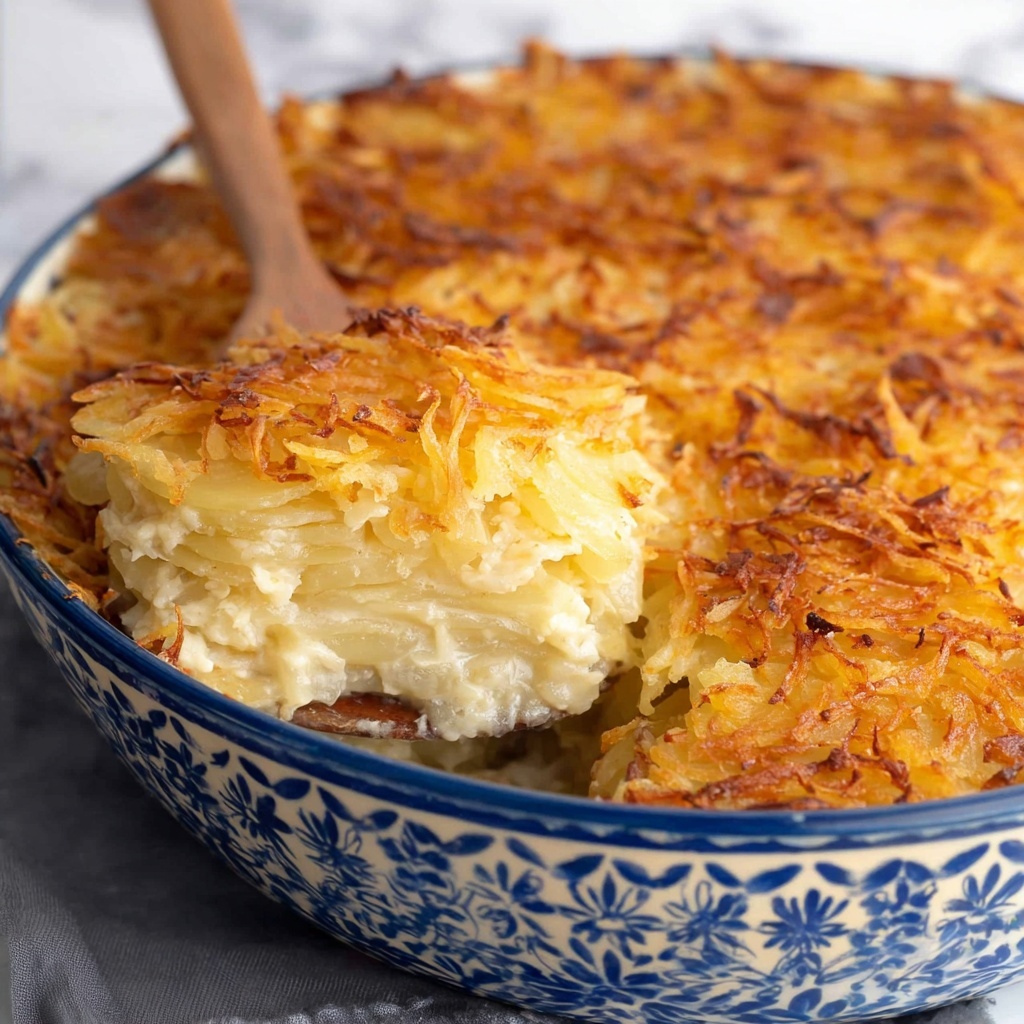 Cheesy Hash Brown Potato Casserole with Crispy Potato Chip Topping Recipe - Recipe Image
