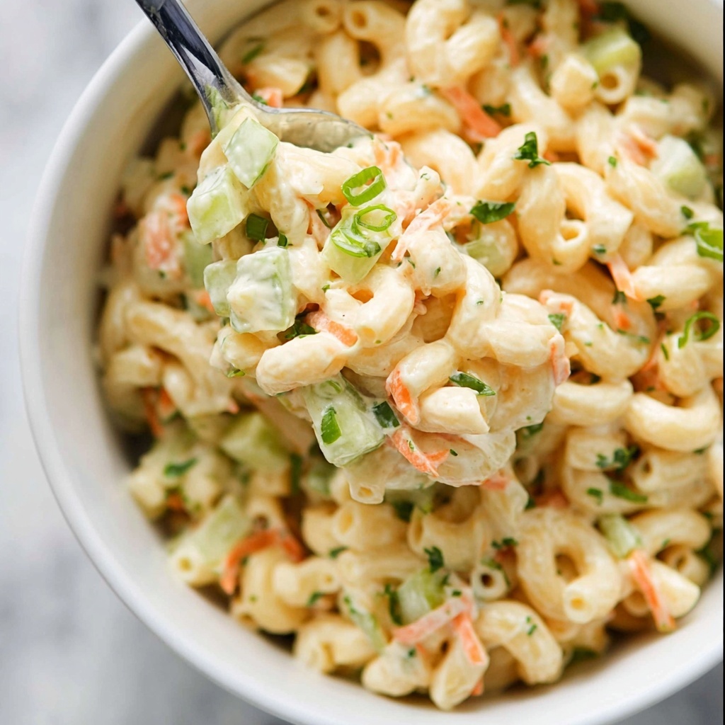 Creamy Macaroni Salad with Fresh Vegetables Recipe - Recipe Image