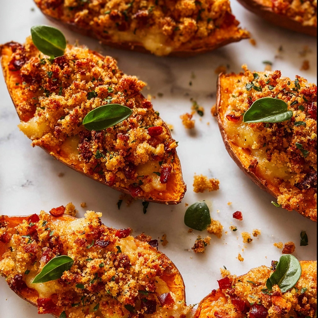 Holiday Stuffed Sweet Potatoes with Pecan, Bacon, and Cheddar Recipe - Recipe Image