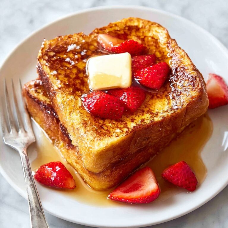 Creamy Cinnamon French Toast with Maple Syrup and Strawberries Recipe
