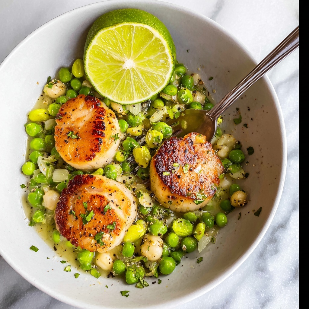 Scallops with Edamame and Peas Recipe - Recipe Image