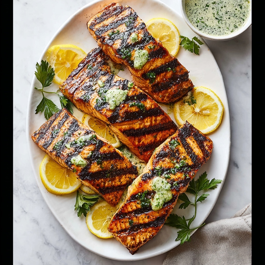 Grilled Salmon with Fresh Herb and Lemon Marinade Recipe - Recipe Image