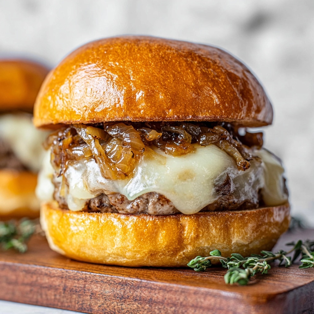 Grilled Onion Swiss Burgers Recipe - Recipe Image