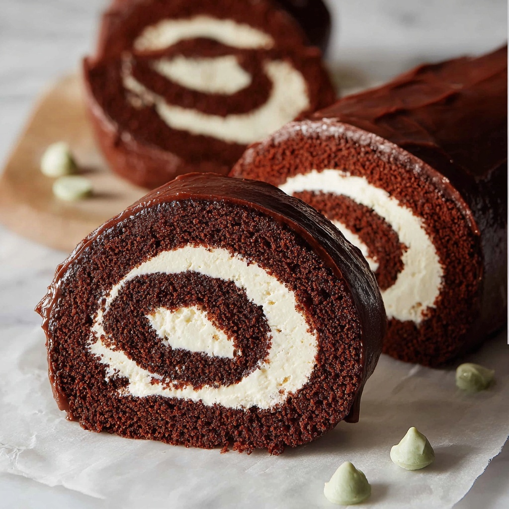 Mint Chocolate Swiss Roll Recipe - Recipe Image