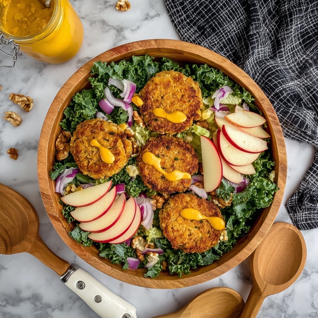 Autumn Kale Salad with Apples and Fried Goat Cheese Recipe - Recipe Image