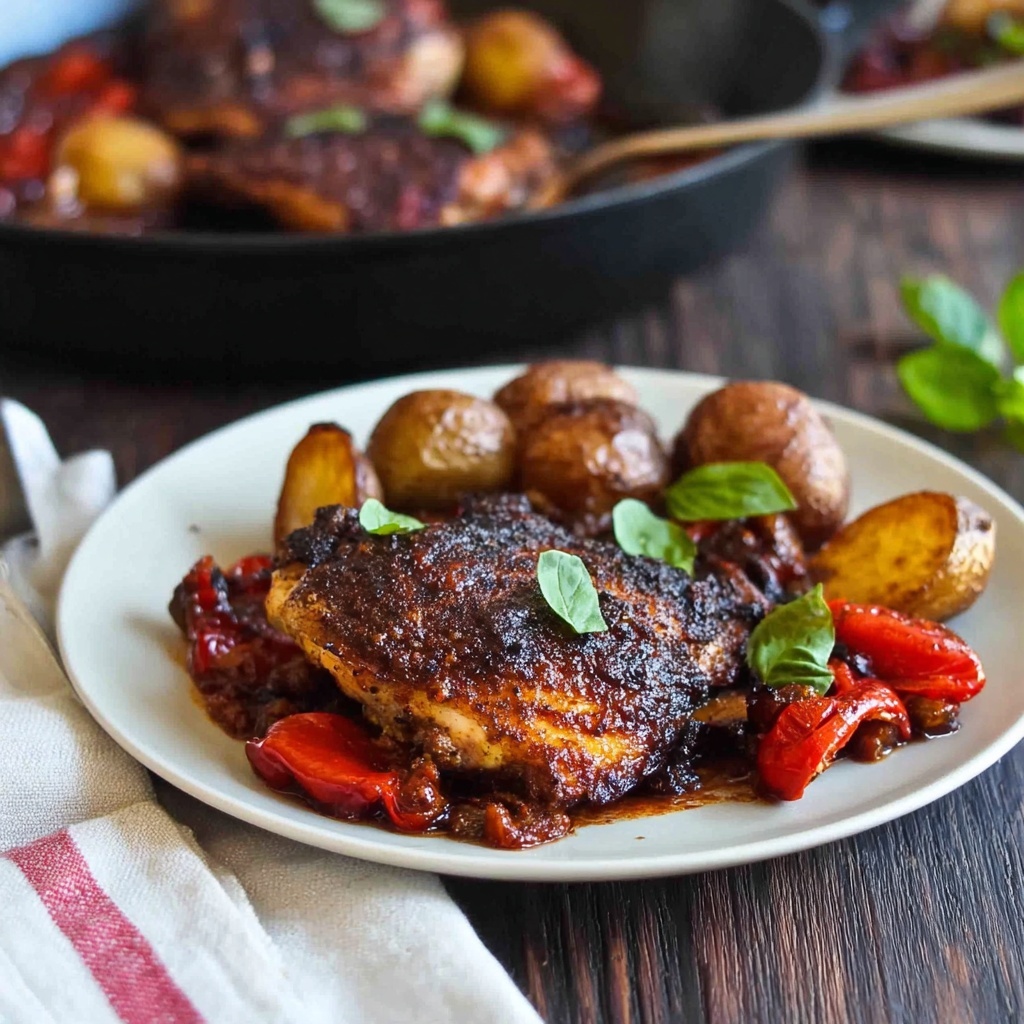 One Pan Spanish Chicken with Chorizo, Tomato and Potatoes Recipe - Recipe Image