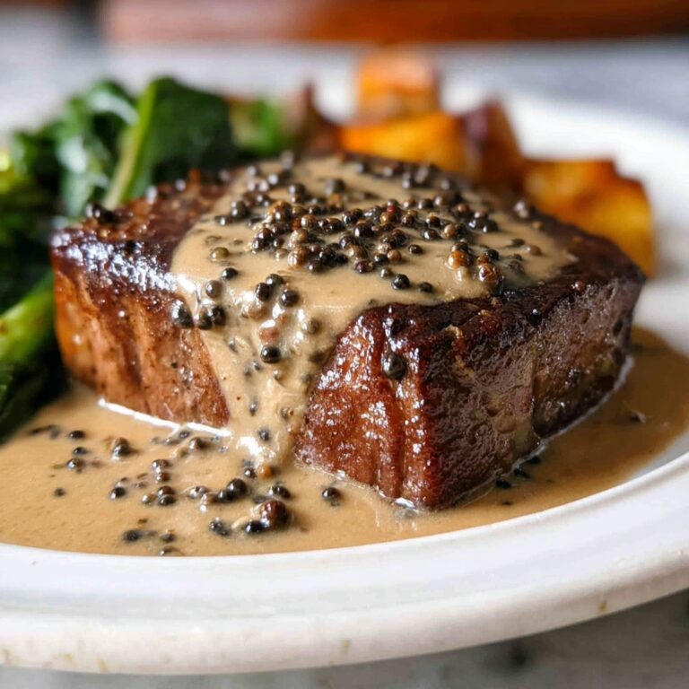 Steak with Creamy Peppercorn Sauce Recipe