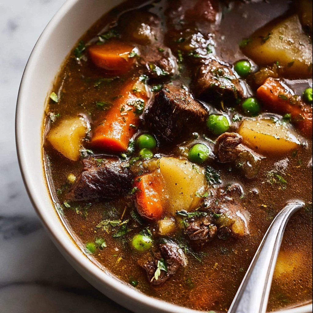 Vegetable Beef Soup with Red Wine and Mushrooms Recipe - Recipe Image