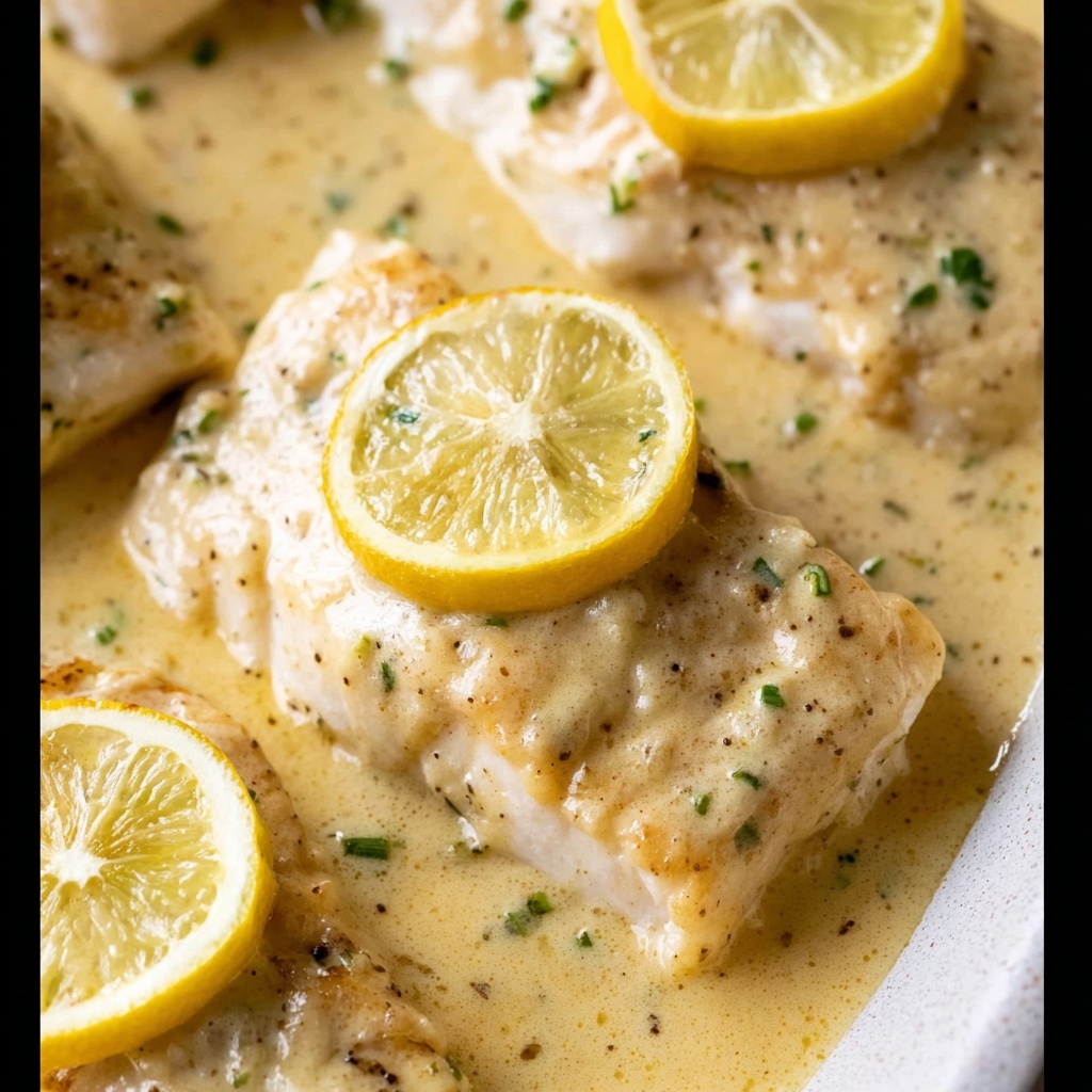 Baked Fish with Lemon Cream Sauce Recipe - Recipe Image