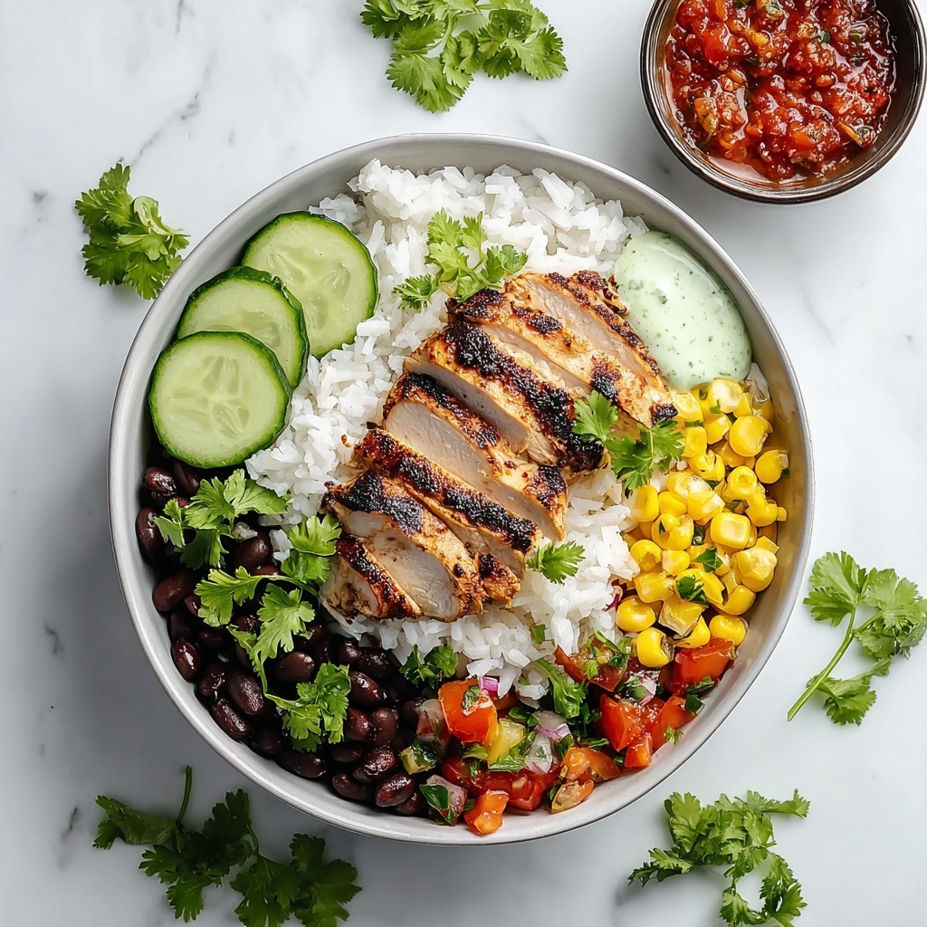 Grilled Chicken Burrito Bowls with Rice and Beans Recipe - Recipe Image