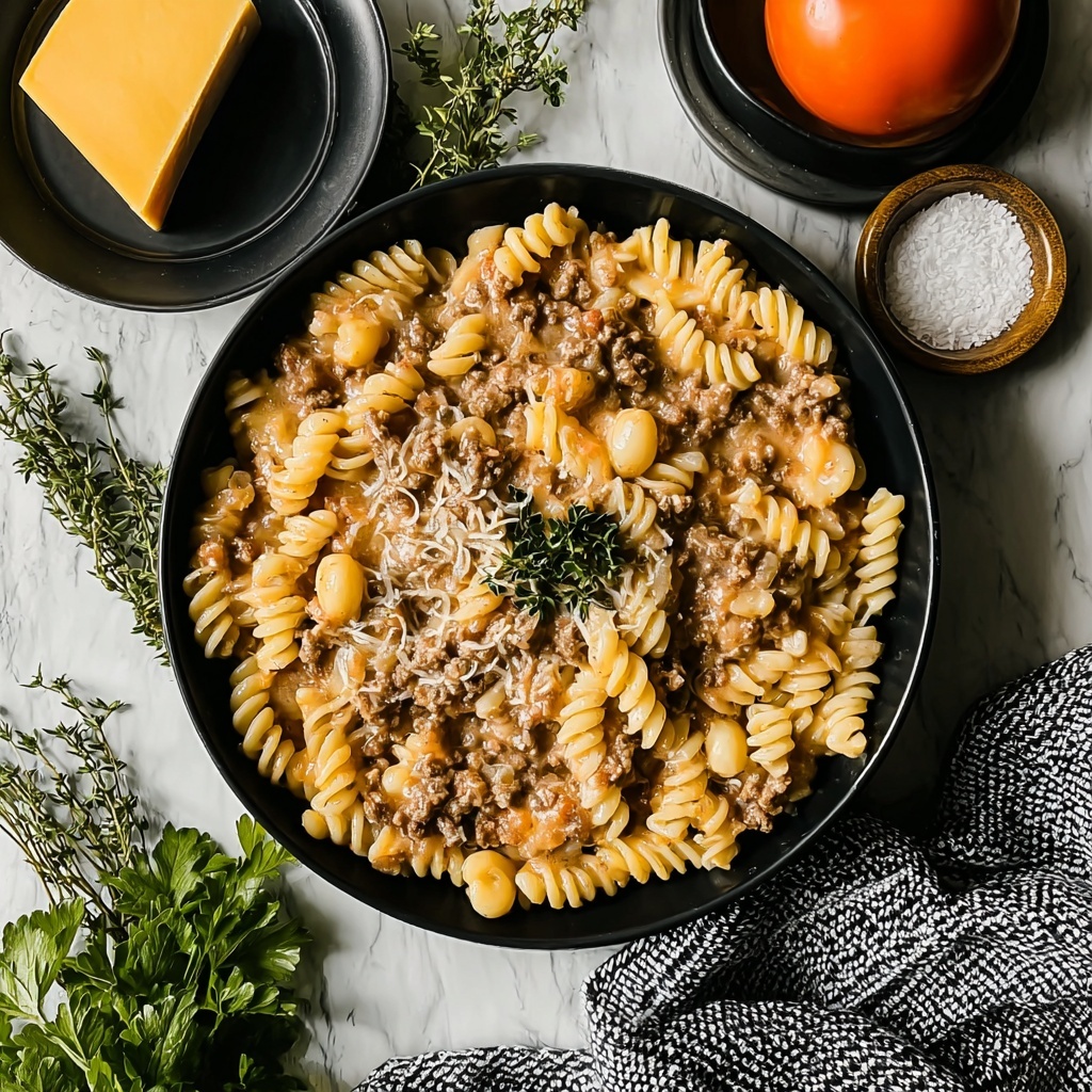 Stovetop Creamy Ground Beef Pasta Recipe - Recipe Image