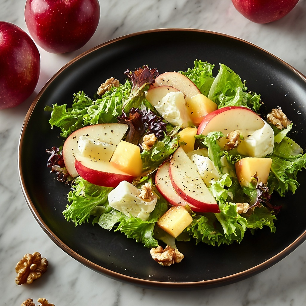 Creamy Apple Fruit Salad with Nuts and Yogurt Dressing Recipe - Recipe Image