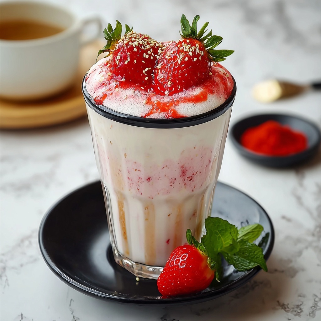 Cafe Style Korean Strawberry Milk Recipe - Recipe Image