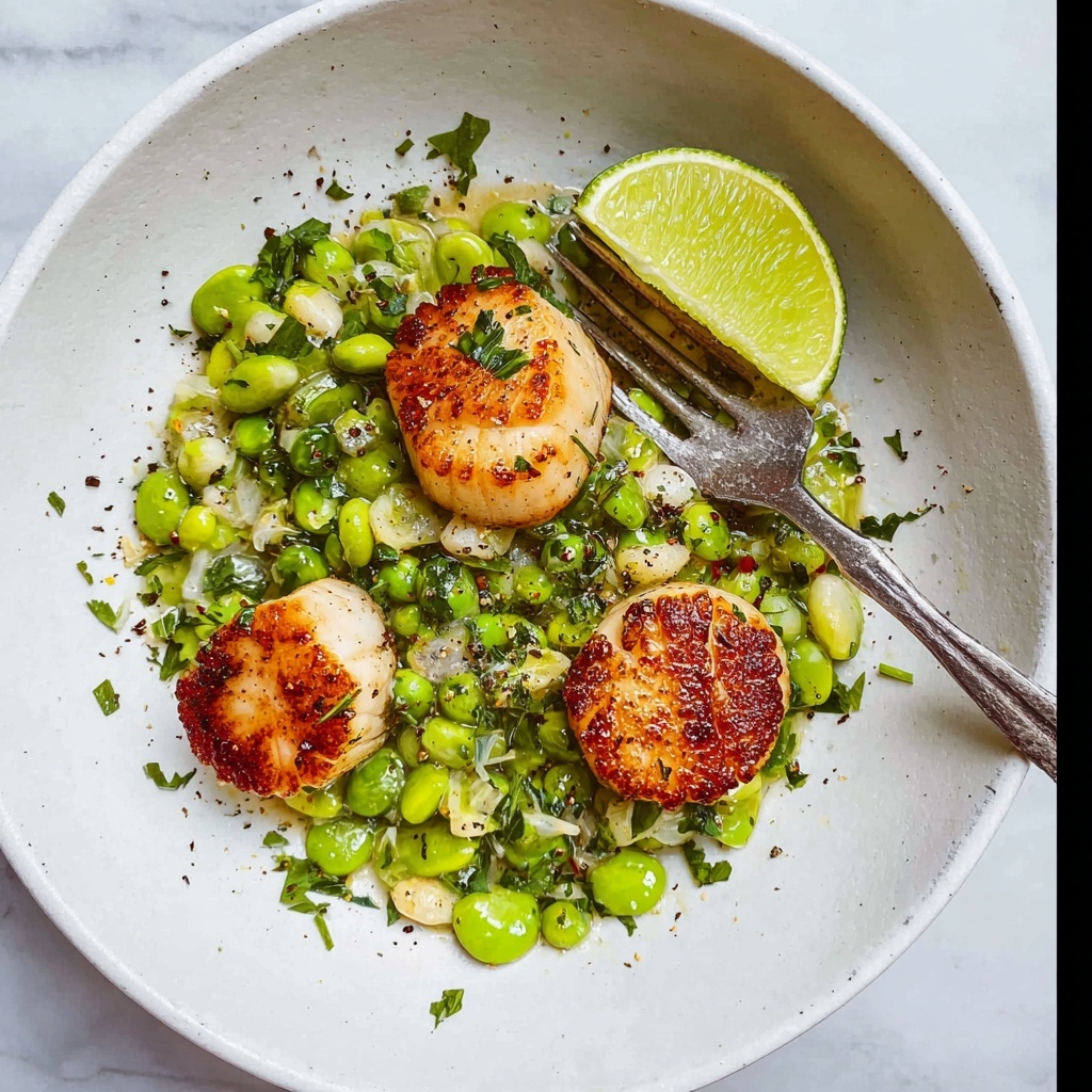 Scallops with Edamame and Peas Recipe - Recipe Image