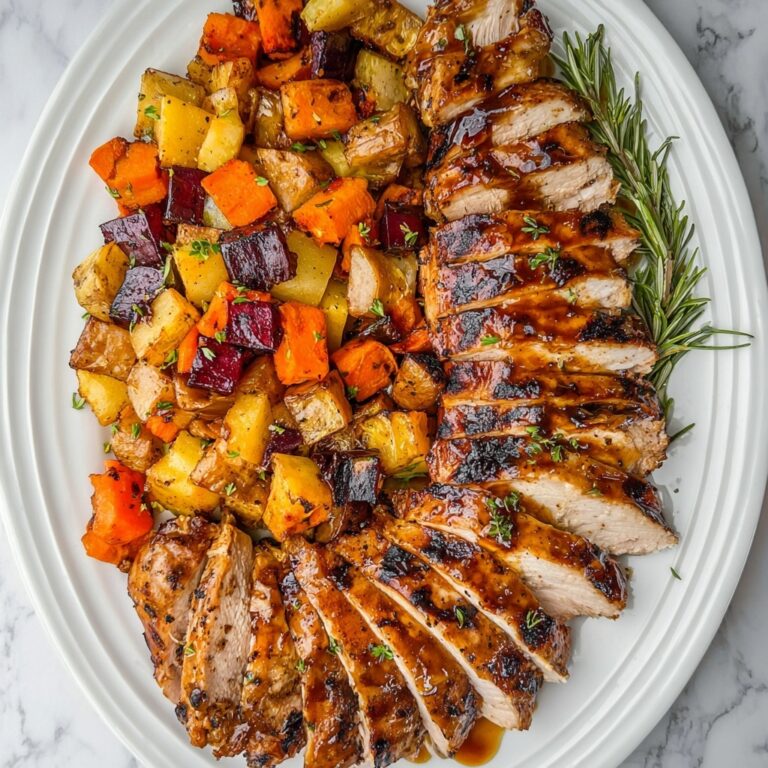 Roasted Apple Cider Pork Tenderloin with Vegetables and Gravy Recipe