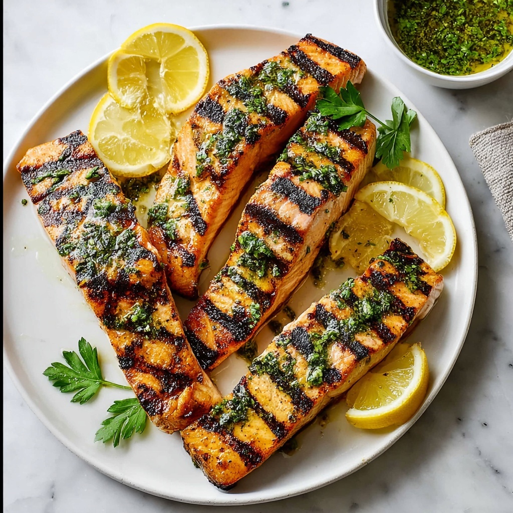 Grilled Salmon with Fresh Herb and Lemon Marinade Recipe - Recipe Image