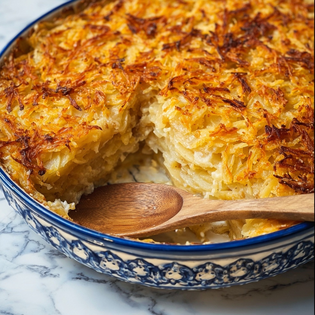 Cheesy Hash Brown Potato Casserole with Crispy Potato Chip Topping Recipe - Recipe Image