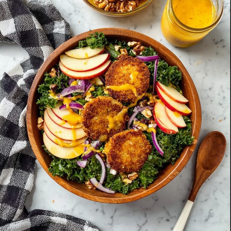 Autumn Kale Salad with Apples and Fried Goat Cheese Recipe