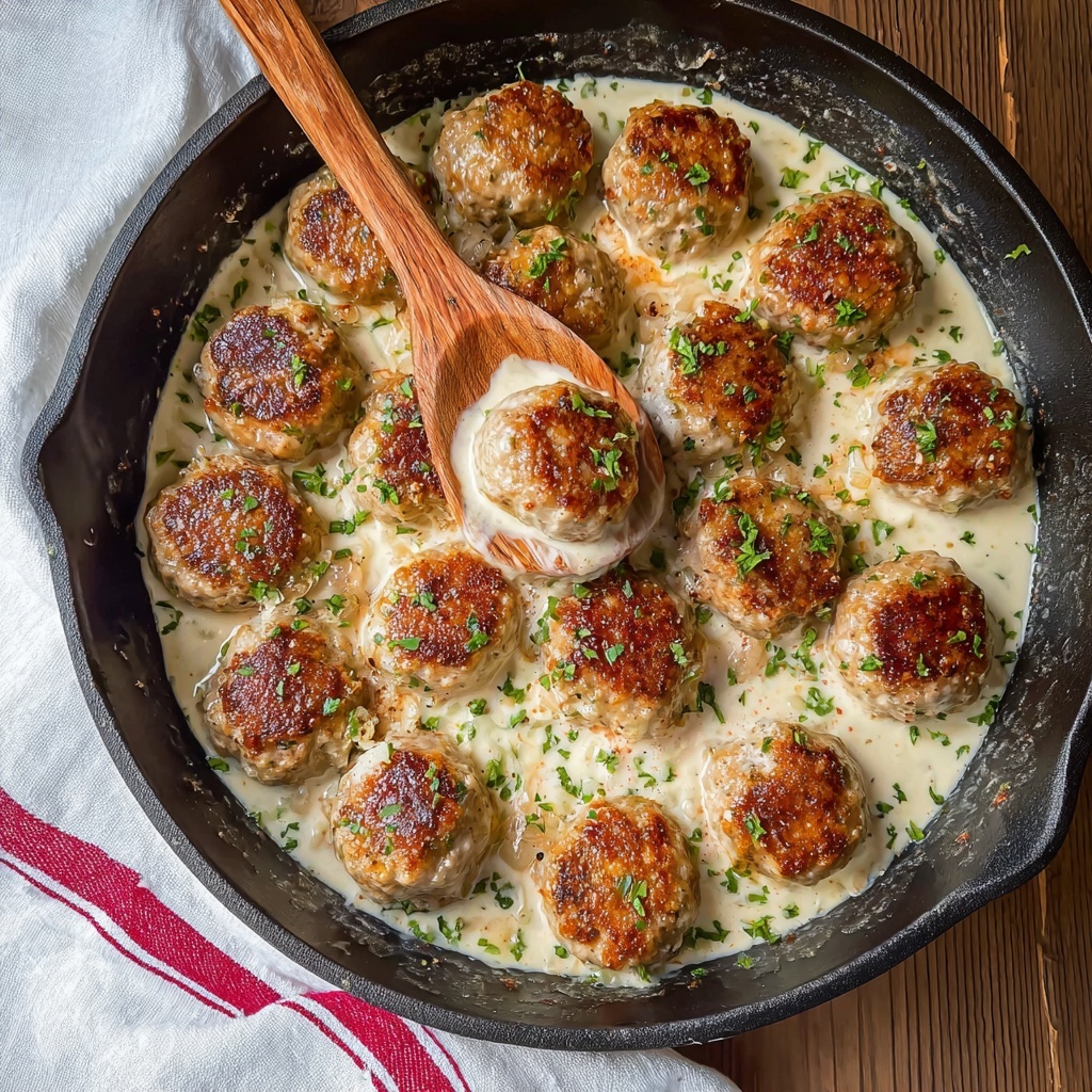 Chicken Cordon Bleu Meatballs with Creamy Parmesan Sauce Recipe - Recipe Image