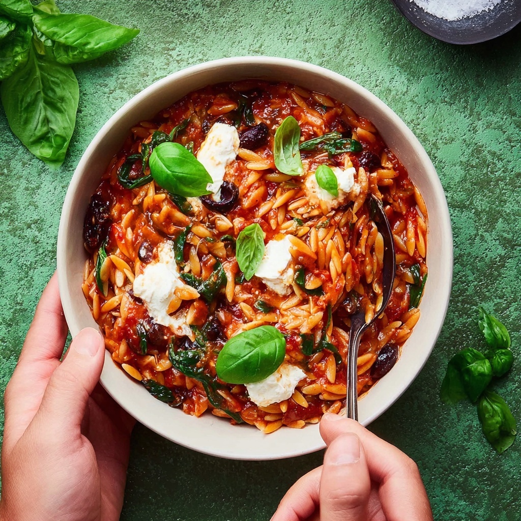 Creamy Goat Cheese & Roasted Red Pepper Risoni (Orzo) Recipe - Recipe Image