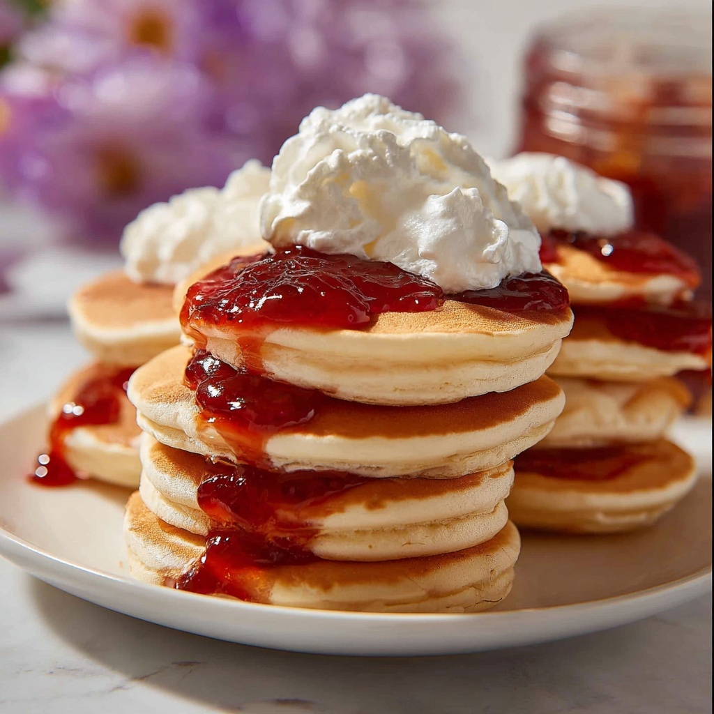 Delicious Strawberry Jam and Cream Pikelets Recipe - Recipe Image
