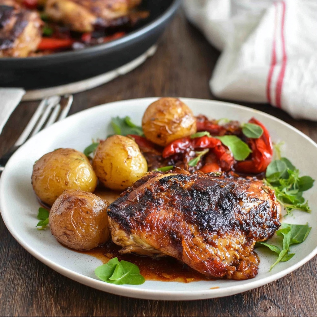 One Pan Spanish Chicken with Chorizo, Tomato and Potatoes Recipe - Recipe Image
