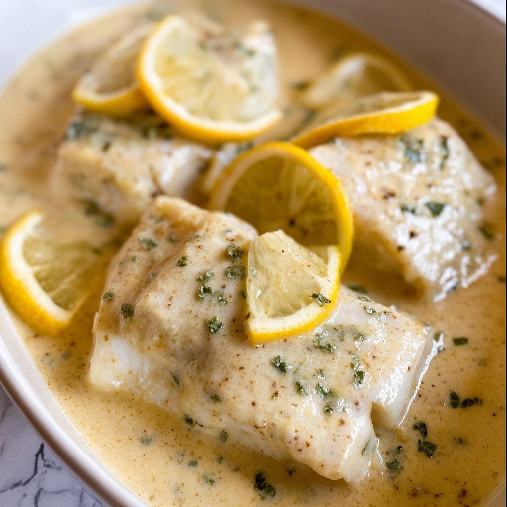 Baked Fish with Lemon Cream Sauce Recipe - Recipe Image