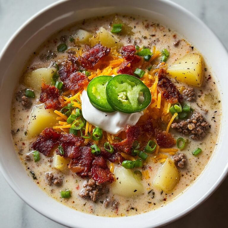 Creamy Loaded Bacon Cheeseburger Soup Recipe