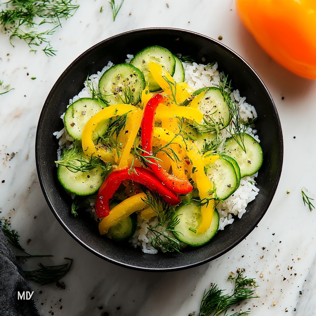 Cucumber and Sweet Pepper Salad with Honey Vinaigrette Recipe - Recipe Image
