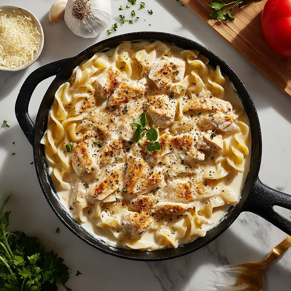 Creamy Chicken Garlic Parmesan Pasta Recipe - Recipe Image