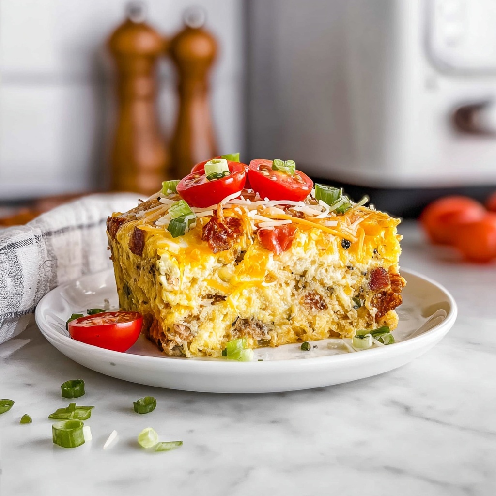 Crockpot Breakfast Casserole with Bacon, Vegetables, and Cheddar Recipe - Recipe Image