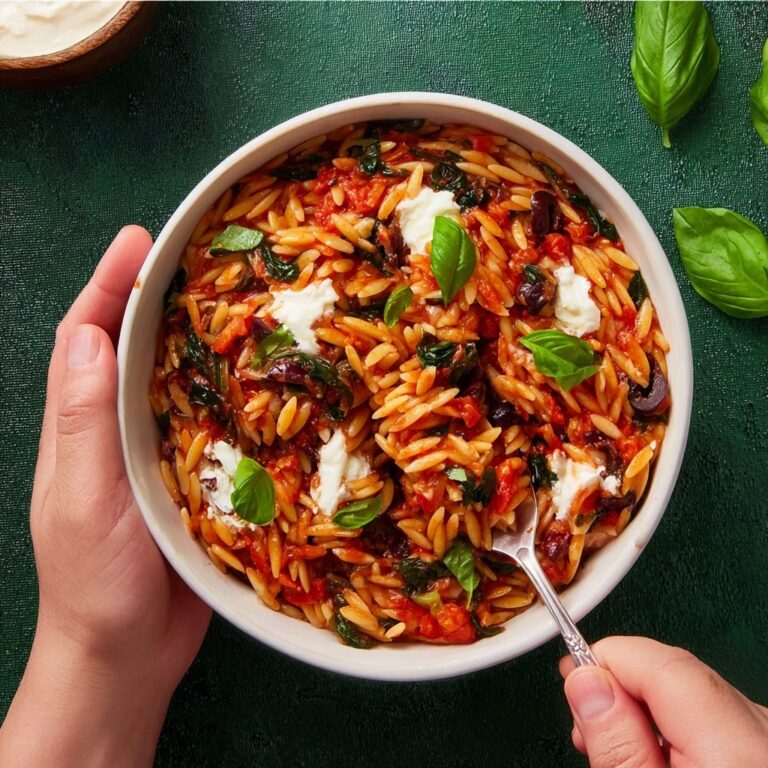 Creamy Goat Cheese & Roasted Red Pepper Risoni (Orzo) Recipe