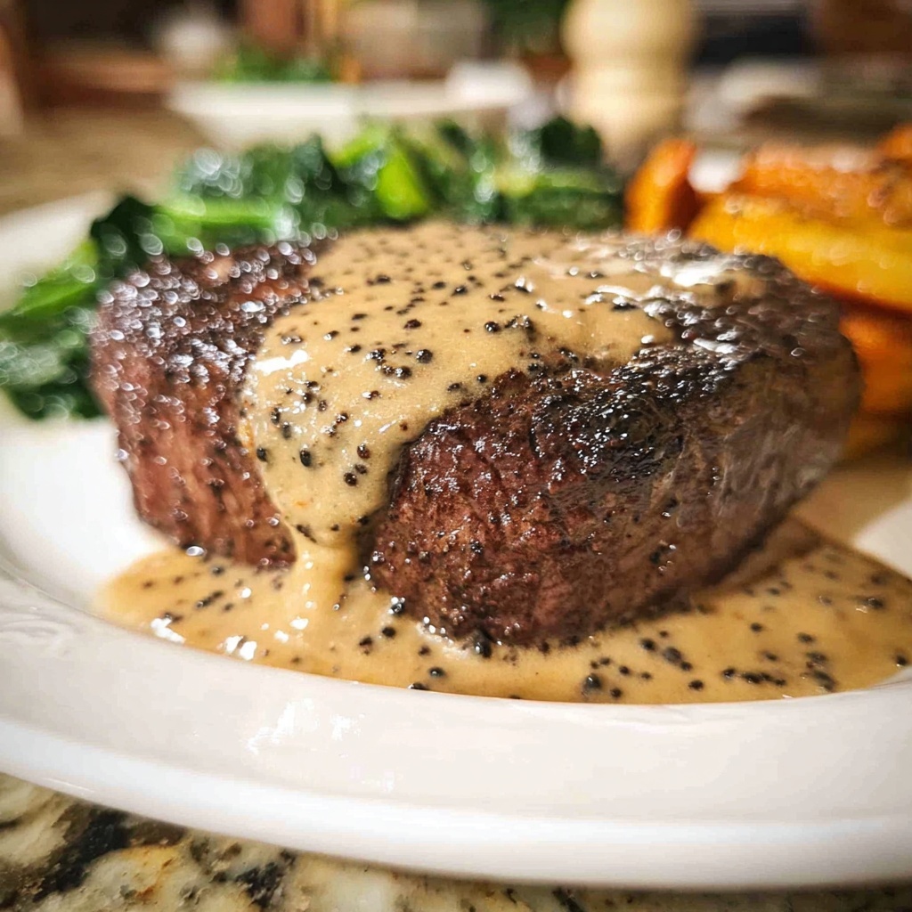 Steak with Creamy Peppercorn Sauce Recipe - Recipe Image
