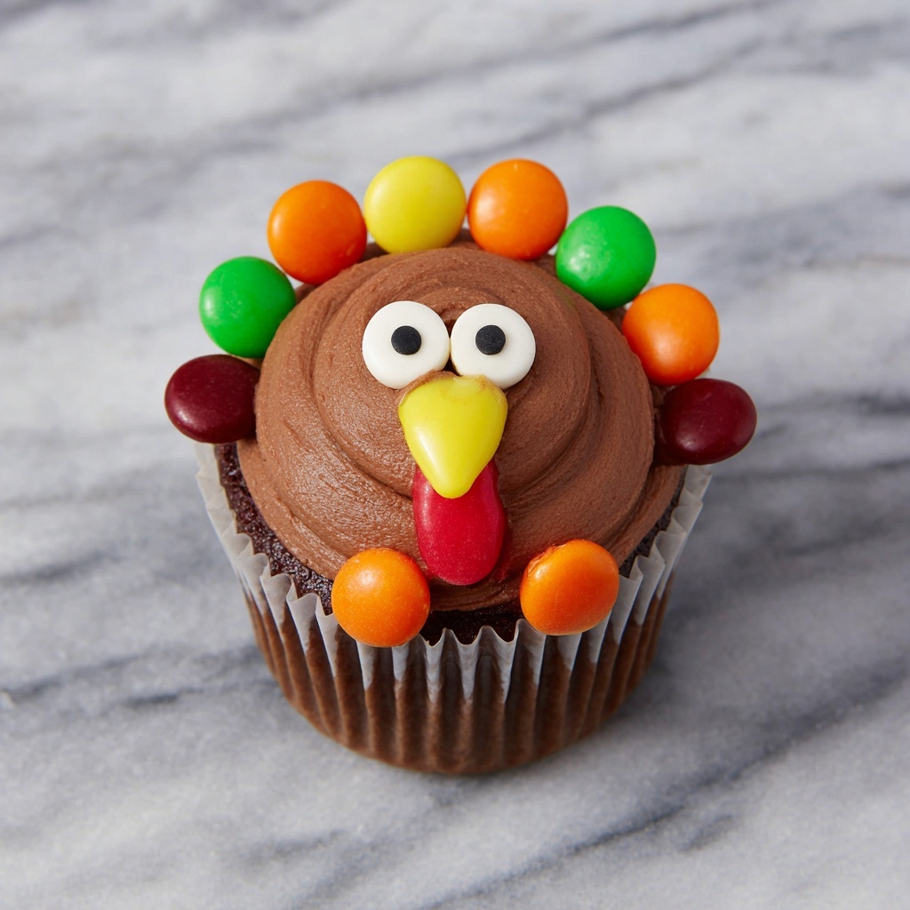 Turkey Cupcake Craft with M&Ms and Candy Eyes Recipe - Recipe Image