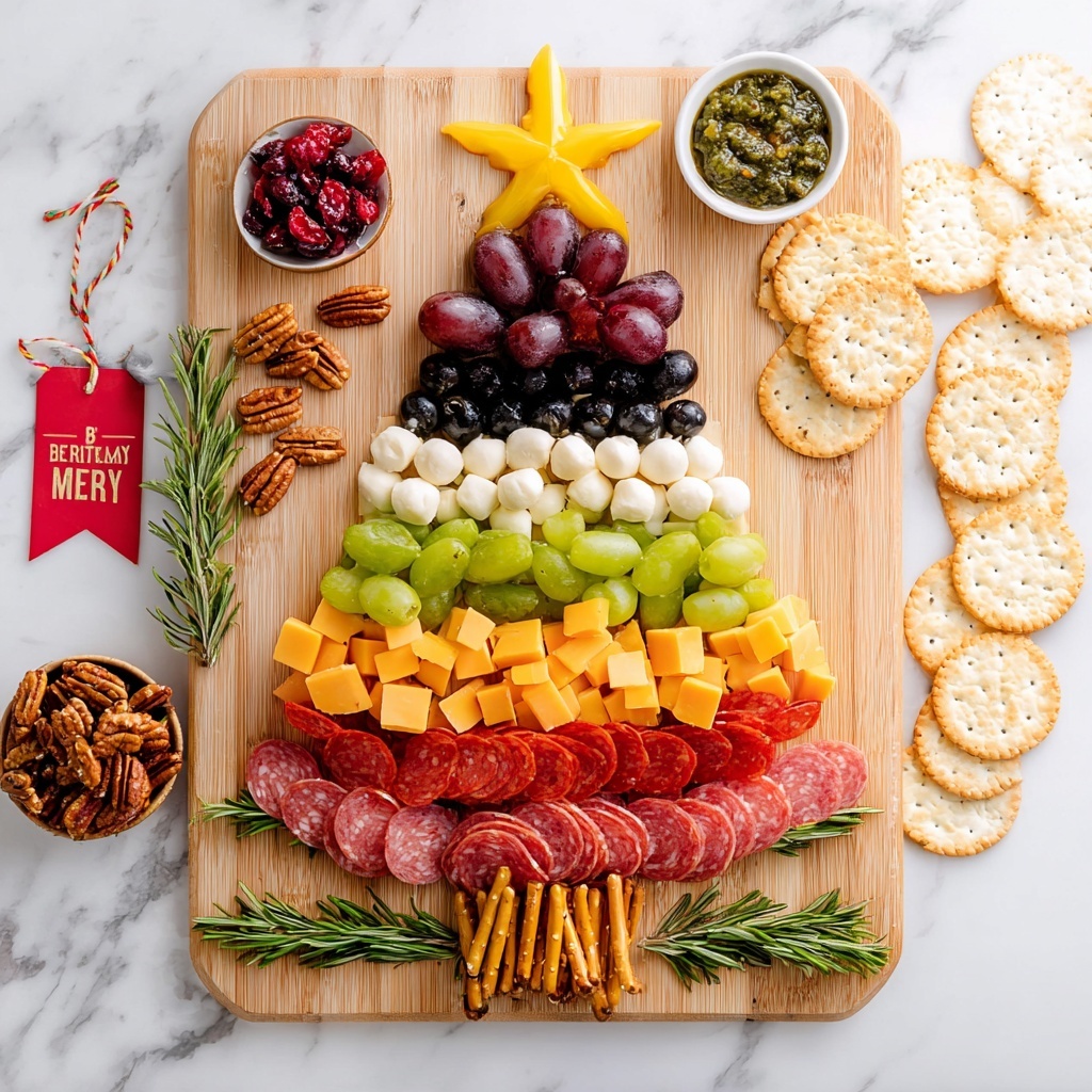 Charcuterie Tree Platter with Cheddar, Pepper Jack, and Gourmet Accompaniments Recipe - Recipe Image