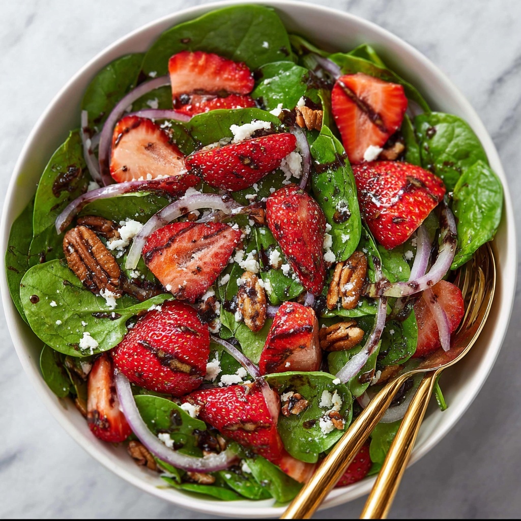 Strawberry Spinach Salad with Pecans, Feta, and Balsamic Vinaigrette Recipe - Recipe Image