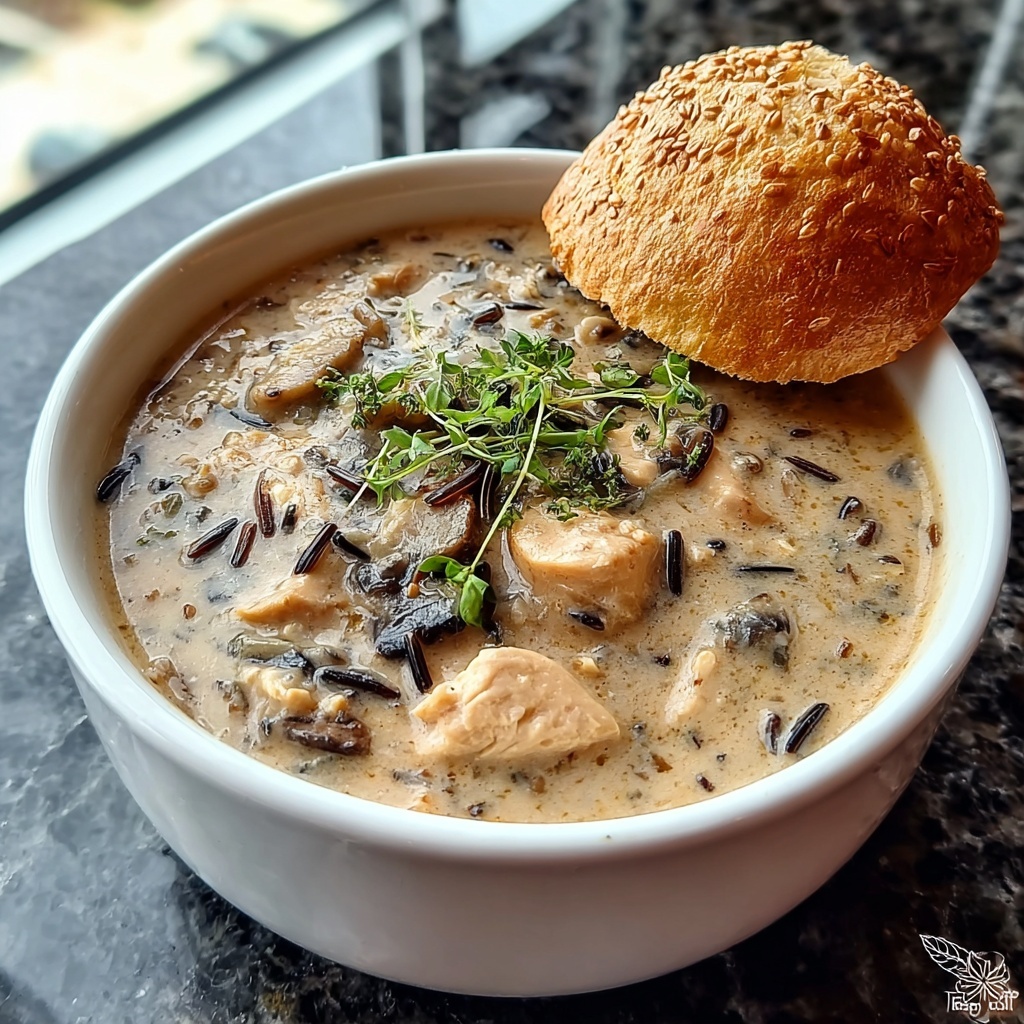 Creamy Mushroom Chicken & Wild Rice Soup Recipe - Recipe Image