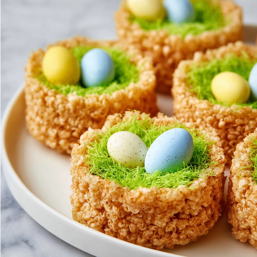 Rice Krispie Easter Nests with Green Coconut 