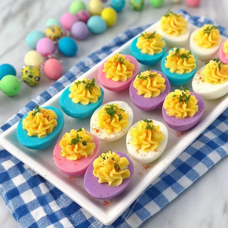 Easter Deviled Eggs with Pastel Colors Recipe
