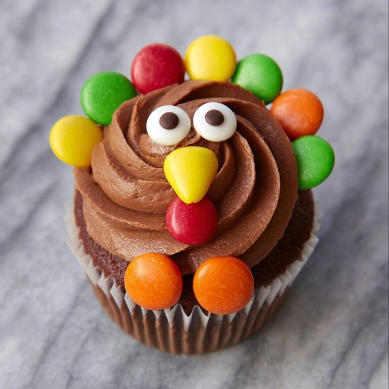 Turkey Cupcake Craft with M&Ms and Candy Eyes Recipe