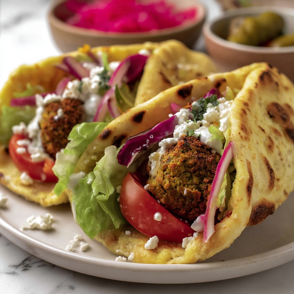 Falafel Wraps with Homemade Tzatziki and Pickled Vegetables Recipe - Recipe Image