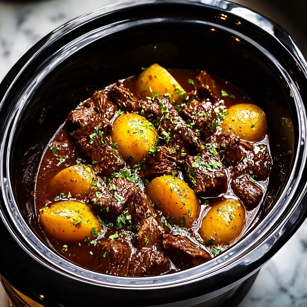 Irresistibly Tender Slow Cooker Garlic Butter Beef Bites & Potatoes Recipe - Recipe Image