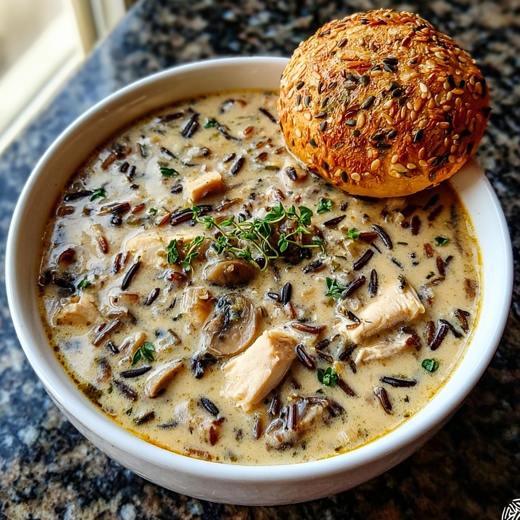 Creamy Mushroom Chicken & Wild Rice Soup Recipe - Recipe Image