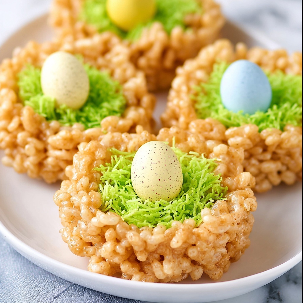 Rice Krispie Easter Nests with Green Coconut 