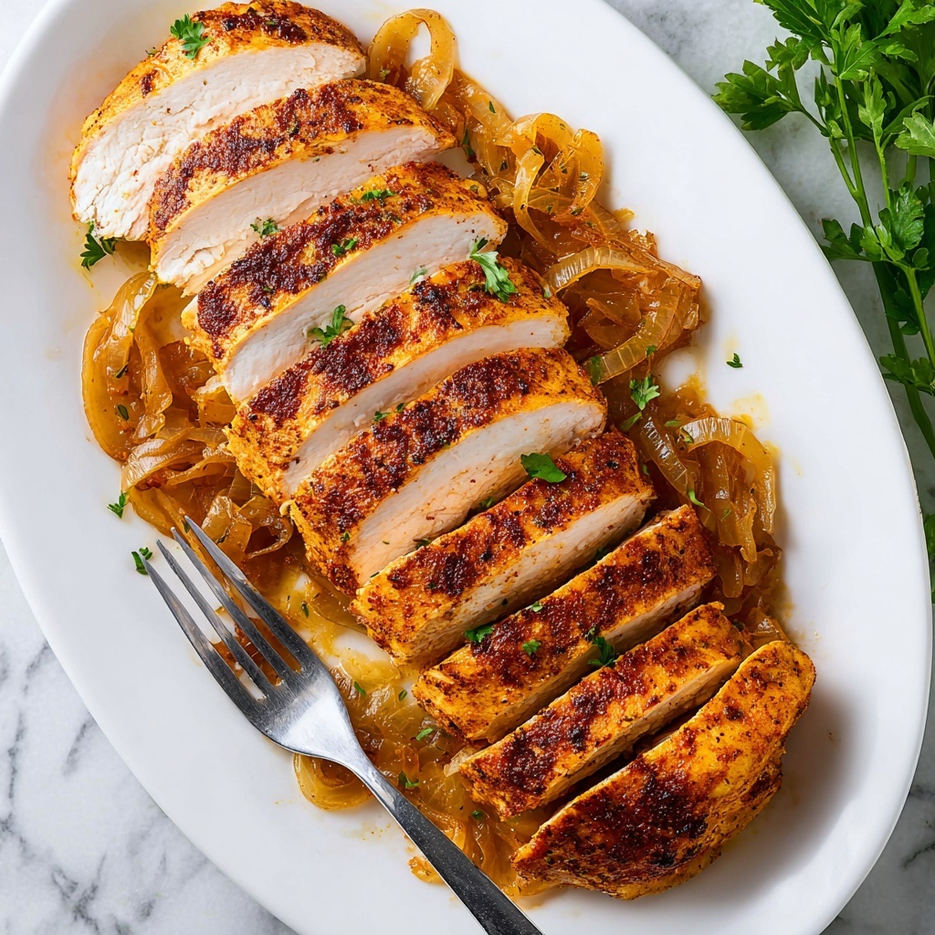 Baked Pork Tenderloin with Spiced Rub and Caramelized Onions Recipe - Recipe Image