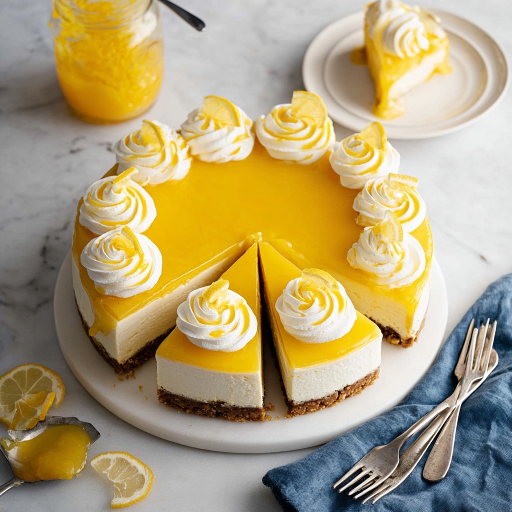 Lemon No-Bake Cheesecake with Lemon Curd and Whipped Cream Recipe - Recipe Image