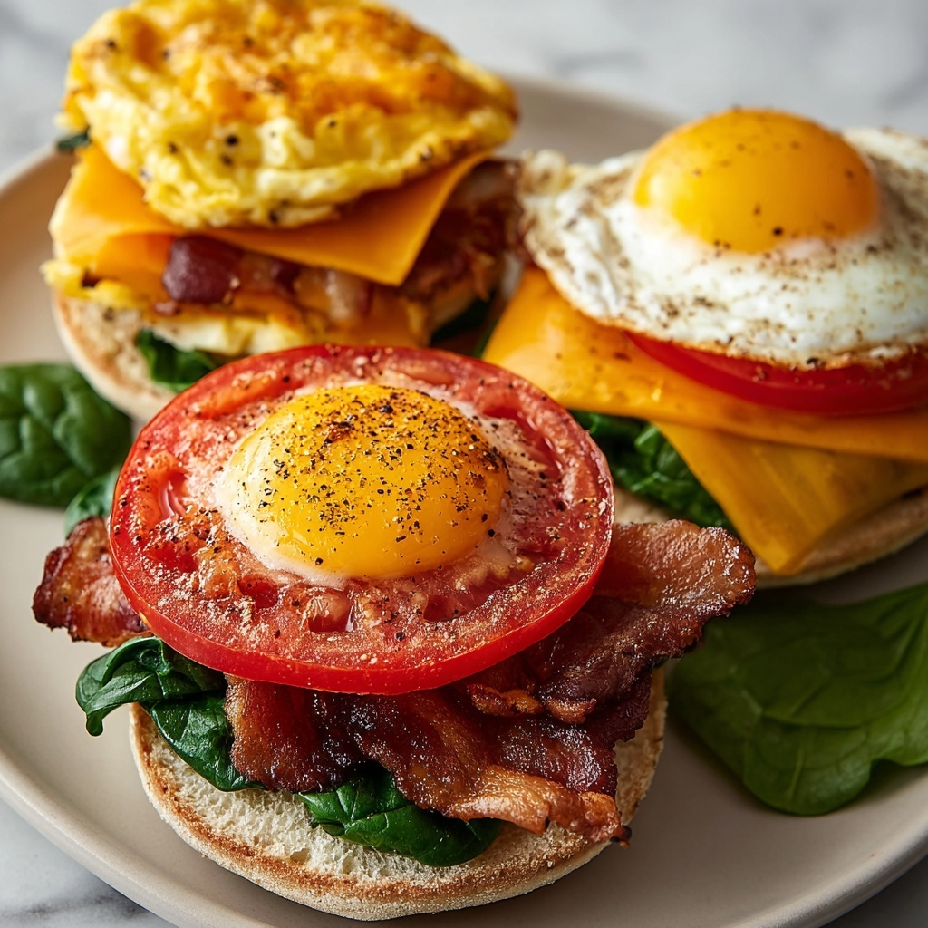 Warm Savory Breakfast Sandwiches with Crispy Bacon Recipe - Recipe Image